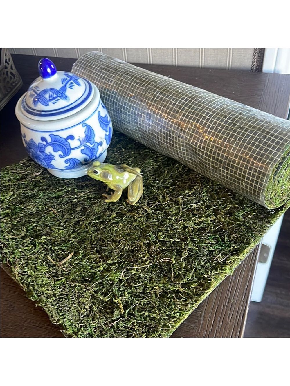 Decorative sheet natural moss on mesh foundation, 12” x 40”